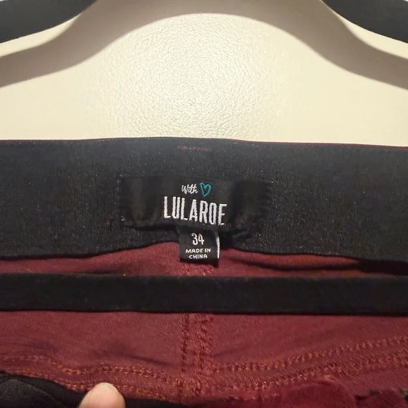 LuLaRoe Deep Wine Leggings - Picture 2 of 2